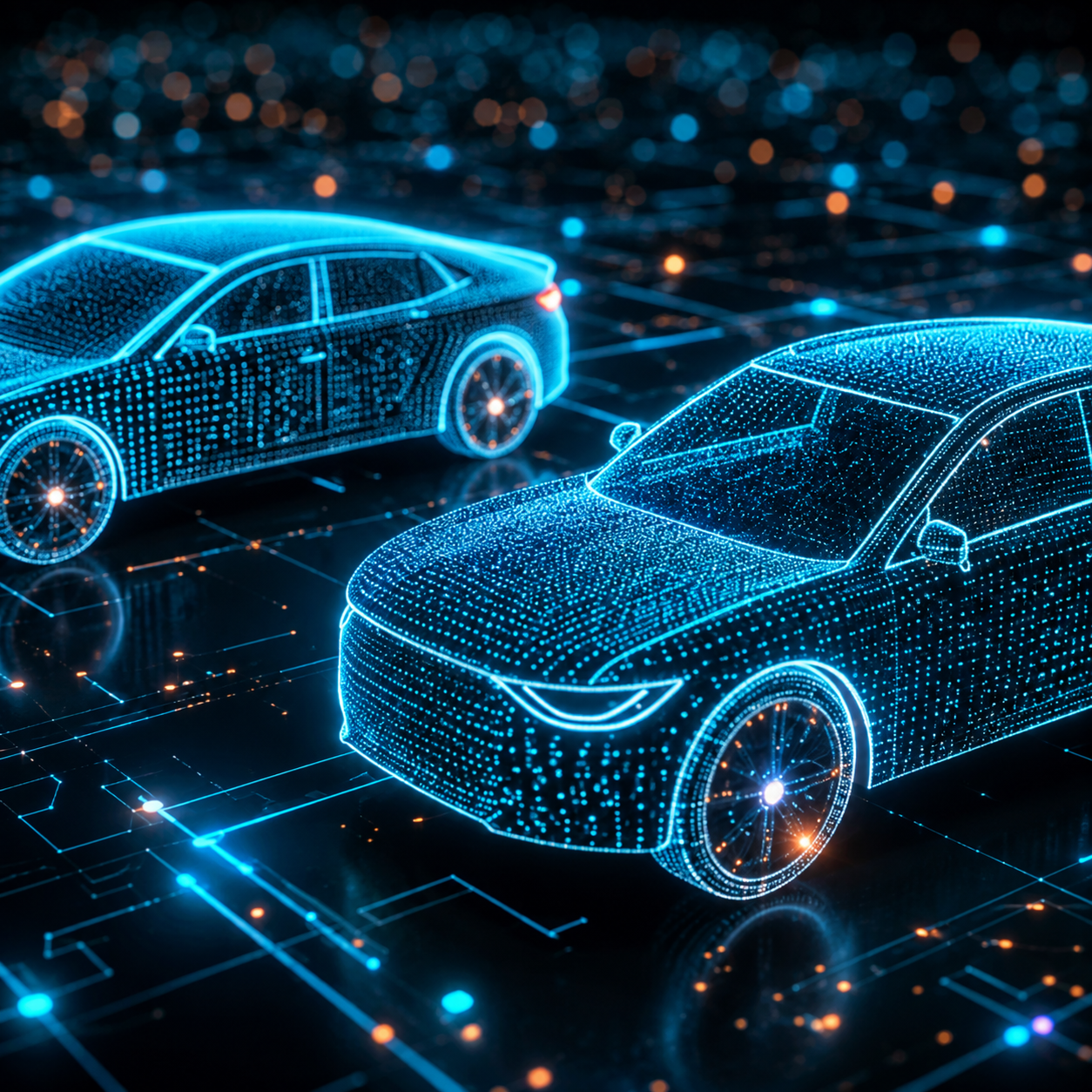 Neon wireframe car